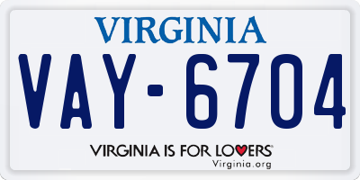 VA license plate VAY6704