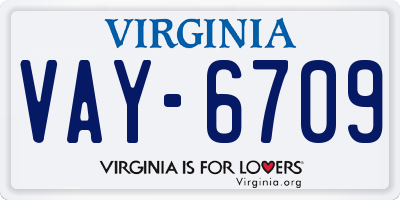 VA license plate VAY6709