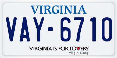 VA license plate VAY6710