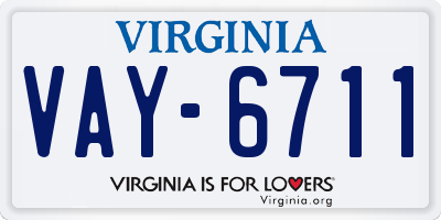 VA license plate VAY6711
