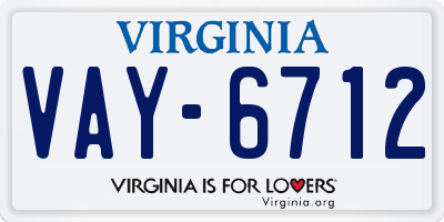 VA license plate VAY6712