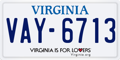 VA license plate VAY6713