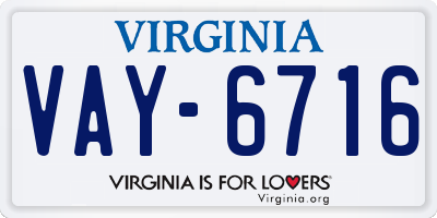 VA license plate VAY6716