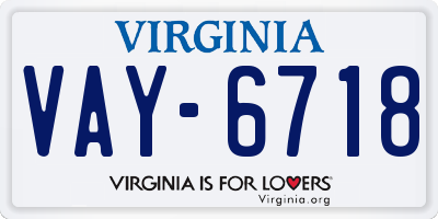 VA license plate VAY6718