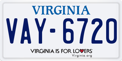 VA license plate VAY6720