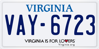 VA license plate VAY6723