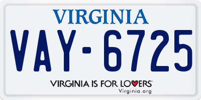 VA license plate VAY6725