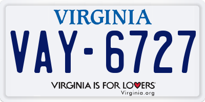 VA license plate VAY6727