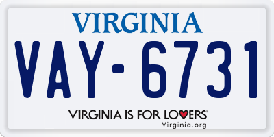 VA license plate VAY6731