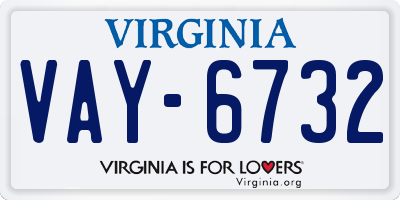 VA license plate VAY6732