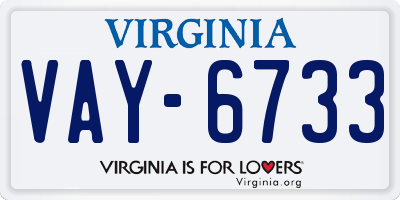 VA license plate VAY6733