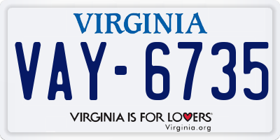 VA license plate VAY6735