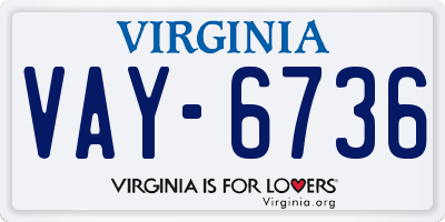 VA license plate VAY6736