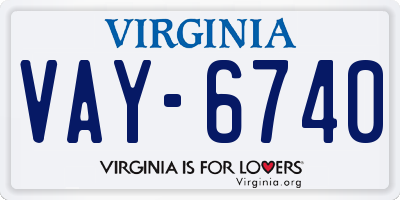 VA license plate VAY6740