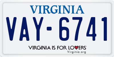 VA license plate VAY6741