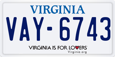 VA license plate VAY6743