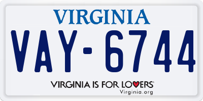 VA license plate VAY6744