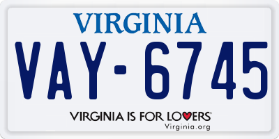 VA license plate VAY6745