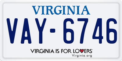 VA license plate VAY6746