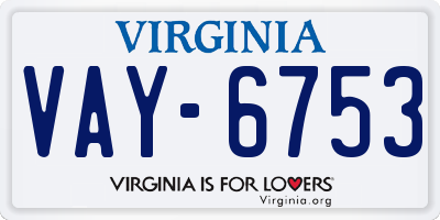 VA license plate VAY6753
