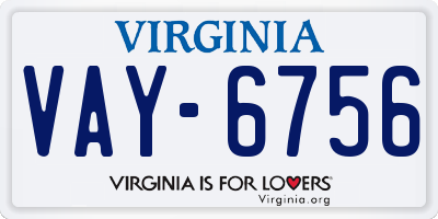VA license plate VAY6756