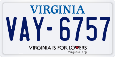 VA license plate VAY6757