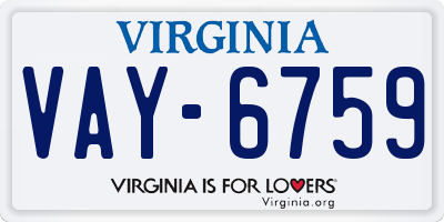 VA license plate VAY6759
