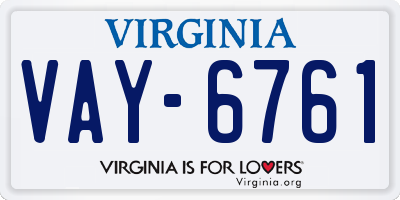 VA license plate VAY6761