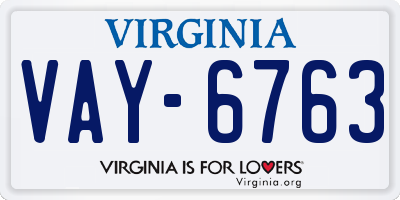 VA license plate VAY6763