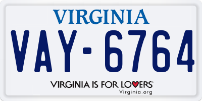 VA license plate VAY6764