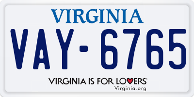 VA license plate VAY6765