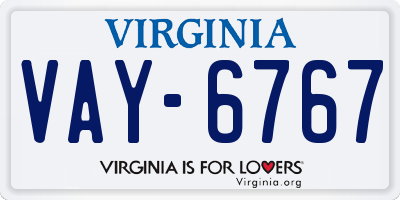 VA license plate VAY6767