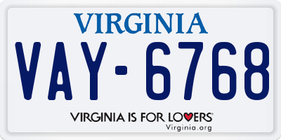 VA license plate VAY6768