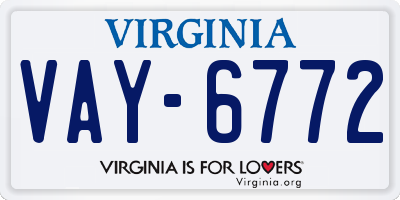 VA license plate VAY6772