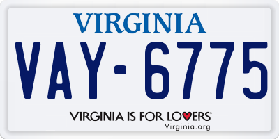 VA license plate VAY6775