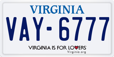 VA license plate VAY6777