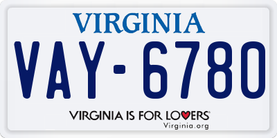 VA license plate VAY6780