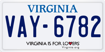 VA license plate VAY6782