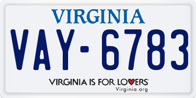 VA license plate VAY6783