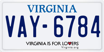 VA license plate VAY6784