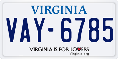 VA license plate VAY6785