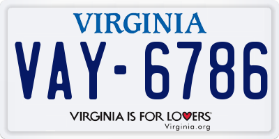 VA license plate VAY6786