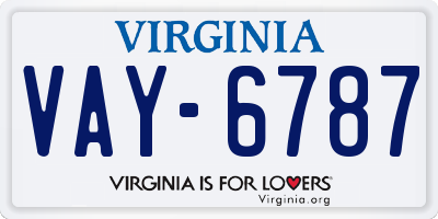 VA license plate VAY6787