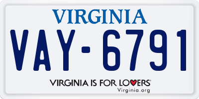 VA license plate VAY6791