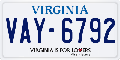 VA license plate VAY6792