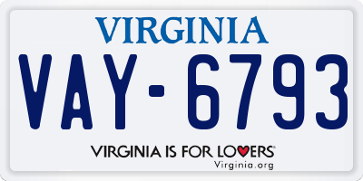VA license plate VAY6793