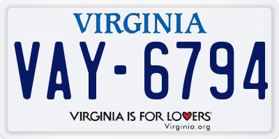 VA license plate VAY6794