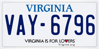 VA license plate VAY6796