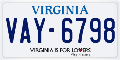 VA license plate VAY6798