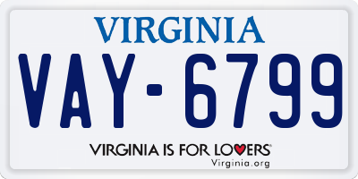 VA license plate VAY6799